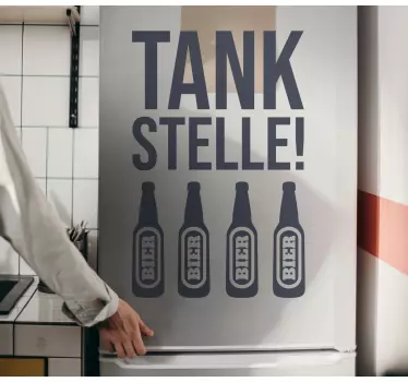 Kühlschrank Folie Tankstellentext mit Bier - TenStickers