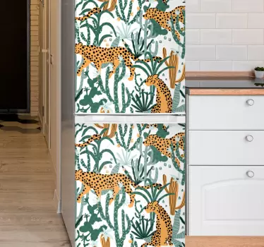 Kühlschrank Sticker Herumstreifender jaguar dschungel toile - TenStickers