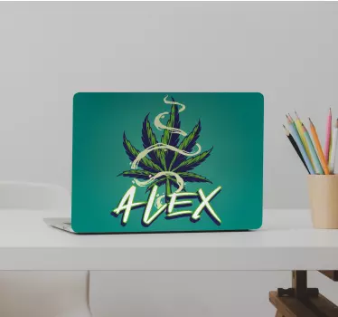 Laptop Aufkleber marihuanablatt mit namen - TenStickers