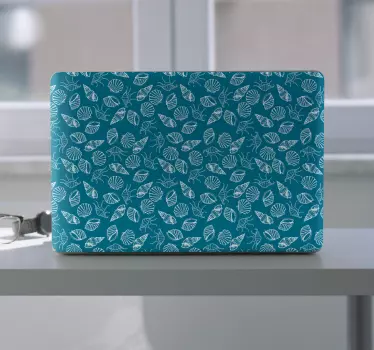 Laptop Aufkleber blätter- und muschelmuster - TenStickers