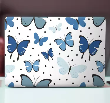Laptop Aufkleber blaues schmetterlingsmuster - TenStickers