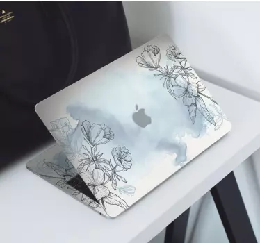 Blume Laptop Aufkleber Gezeichnete Blumen mit Qualm - TenStickers
