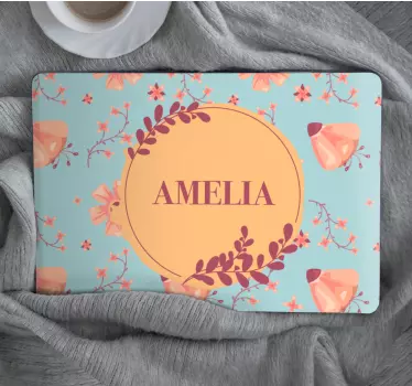 Laptop aufkleber pastellblumen mit namen - TenStickers