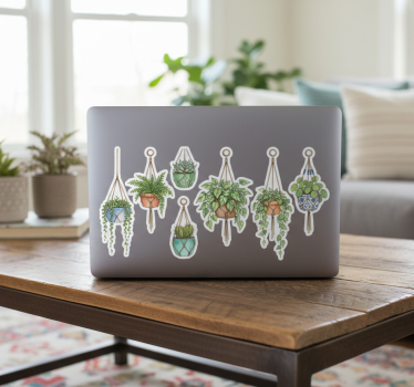 Laptop aufkleber botanische hängende körbe - TenStickers