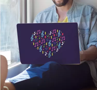 Laptop Aufkleber bunte herznoten - TenStickers