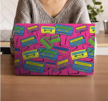 Laptop Aufkleber bunte kassettenmuster - TenStickers