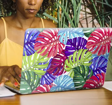Laptop aufkleber bunte tropische blätter - TenStickers