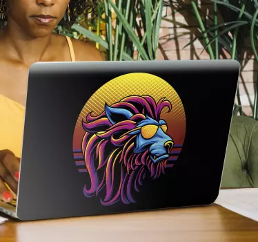 Laptop Aufkleber bunter löwenkopf - TenStickers