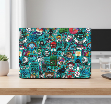 Laptop aufkleber cartoon kritzel bombe design - TenStickers