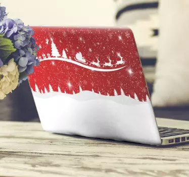 Laptop Aufkleber festlicher weihnachtsmannschlitten - TenStickers