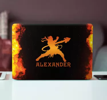Laptop Aufkleber flammende kriegersilhouette - TenStickers