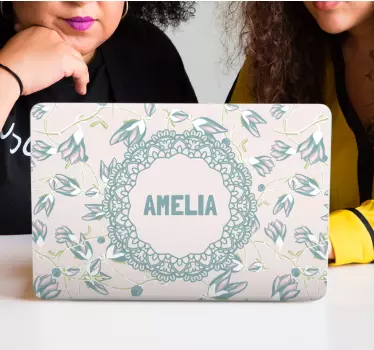 Laptop Aufkleber florale personalisierte oberfläche - TenStickers