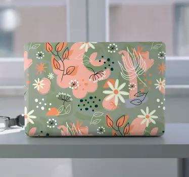 Laptop Aufkleber florales abstraktes muster - TenStickers