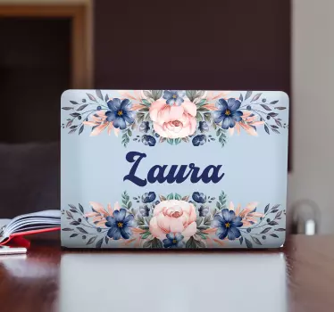 Laptop aufkleber florales namensarrangement - TenStickers