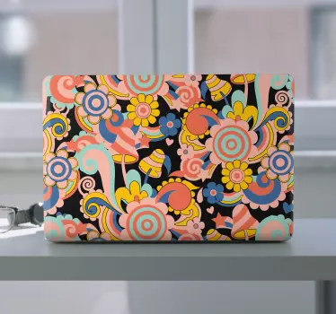 Laptop Aufkleber florales wirbelmuster - TenStickers