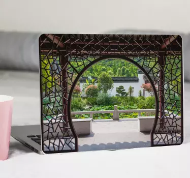 Laptop aufkleber gartenblick rahmen - TenStickers