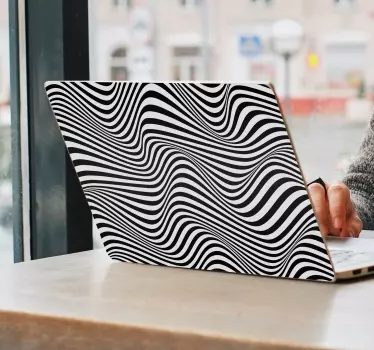 Laptop aufkleber geschwungen schwarz und weiß - TenStickers