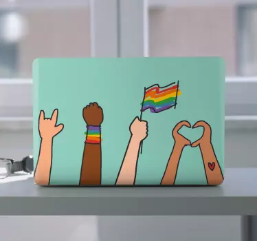 Laptop Aufkleber geste der einheit - TenStickers