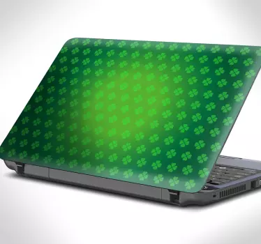 Laptop aufkleber grünes kleeblatt muster - TenStickers