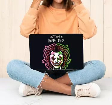 Laptop Aufkleber gruseliges glückliches gesicht - TenStickers