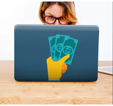 Laptop Aufkleber hand hält bargeld - TenStickers