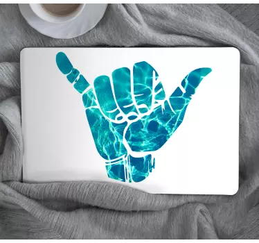 Laptop aufkleber handzeichen welle - TenStickers