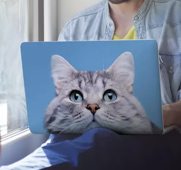 Laptop aufkleber katzenkopf laptop cover - TenStickers