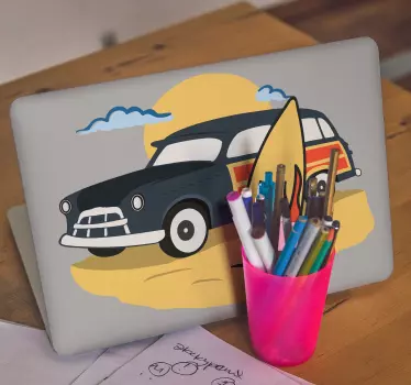Laptop aufkleber klassisches surfauto - TenStickers