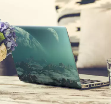 Laptop aufkleber kosmische berglandschaft - TenStickers