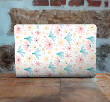 Laptop aufkleber mit pastellfarbenen blumenmotiven - TenStickers