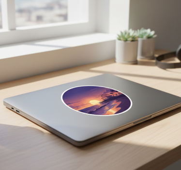 Laptop aufkleber küstenlila sonnenuntergang szene - TenStickers