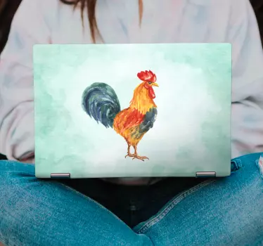 Laptop Aufkleber lebendiges hahn-kunstwerk - TenStickers