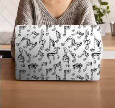 Laptop aufkleber melodische notenmuster - TenStickers