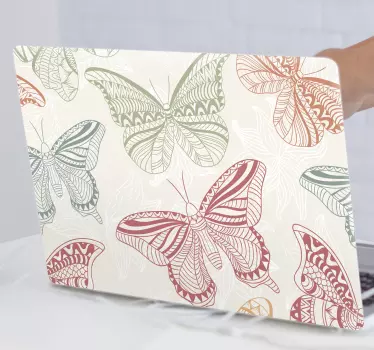 Laptop aufkleber mit eleganten schmetterlingsmustern - TenStickers