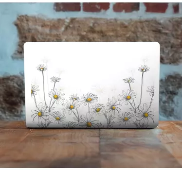 Laptop aufkleber mit gänseblümchen illustration - TenStickers