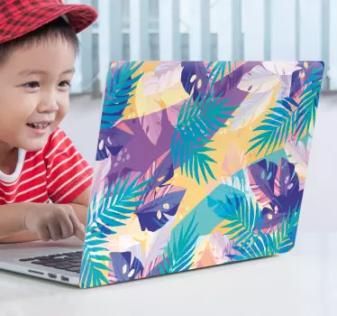 Laptop aufkleber mit lebendigen pflanzenmustern - TenStickers