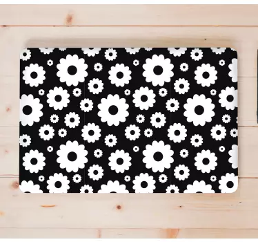 Laptop aufkleber mit schwarzem blumenmuster - TenStickers