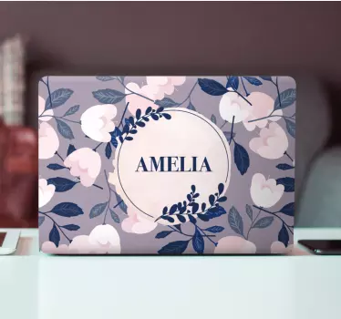 Laptop Aufkleber personalisiertes blumenmuster - TenStickers
