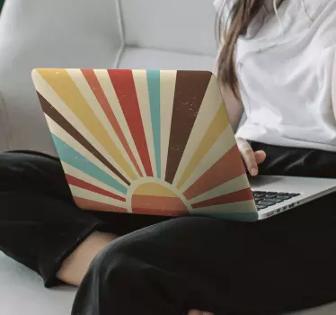 Laptop aufkleber retro sonnenstrahlen - TenStickers