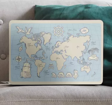 Laptop aufkleber retro weltkarte - TenStickers