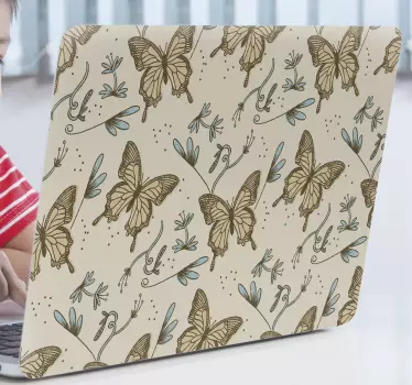 Laptop aufkleber schmetterlingsblüten arrangement - TenStickers