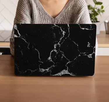 Laptop Aufkleber schwarze marmorstruktur - TenStickers