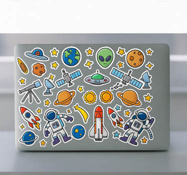 Laptop aufkleber set sonnensystem - TenStickers