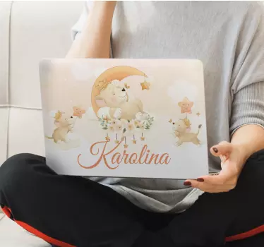 Laptop aufkleber babybären mit namen - TenStickers