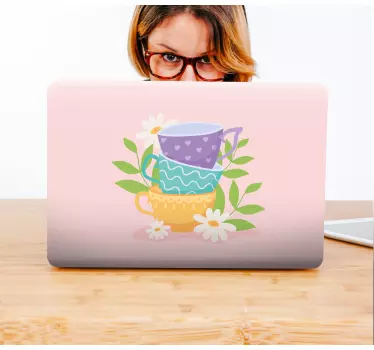Laptop aufkleber stapel bunter tassen - TenStickers