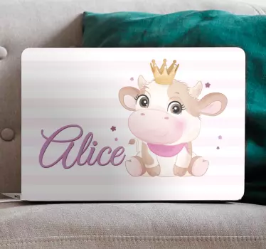 Laptop aufkleber niedliche kuh mit namen - TenStickers