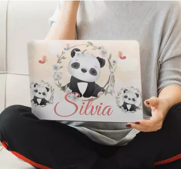 Laptop aufkleber baby-pandas mit namen - TenStickers