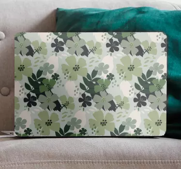 Laptop Aufkleber grüner blumendruck - TenStickers