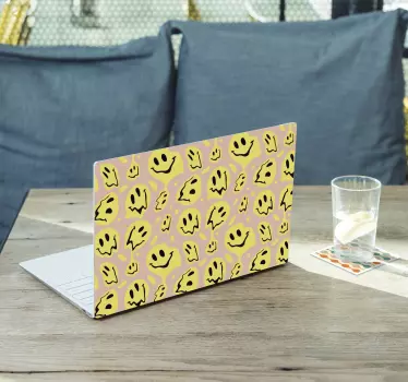 Laptop Aufkleber gelbe geistermuster - TenStickers