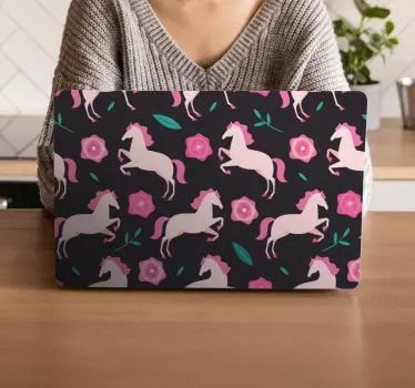 Laptop Aufkleber rosa springende einhörner - TenStickers
